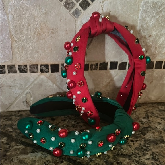 Festive holiday Red and Green Embellished Headbands - Picture 4 of 4